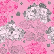 seamless pattern with hydrangea flowers
