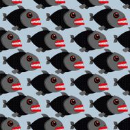 Piranha seamless pattern Many bloodthirsty marine predators Ma N2