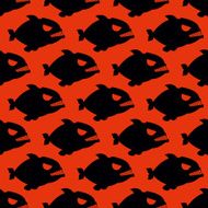 Aggressive seamless pattern from Piranha Fish silhouettes with
