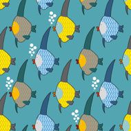 Marine fish color seamless pattern Repeating pattern of marine
