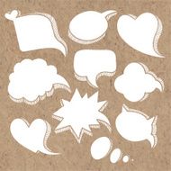 Vector speech bubbles for design isolated elements on kraft paper N3