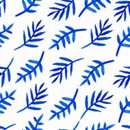 Vector watercolor seamless pattern with hand drawn branches and leaves