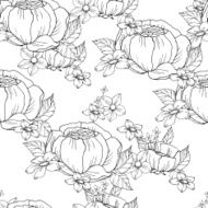 seamless black and white floral pattern N4
