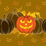 Halloween seamless pattern with dotted pumpkins and blots