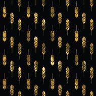 Seamless pattern with gold feathers