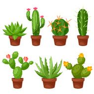 Collection of abstract cactuses in flower pot