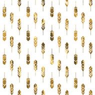 Seamless pattern with gold feathers N2