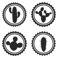 Collection of label and badges with stylized cactuses