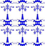 Seamless pattern with streetlight in Dutch tile style blue