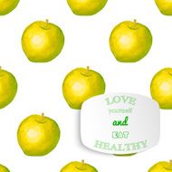 Positive motivation slogan on watercolor apple Welness and health Vector illustration