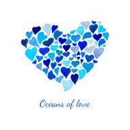 Vector heart made of watercolor hearts Valentine Day card