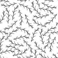 Seamless pattern black plants on white background N2