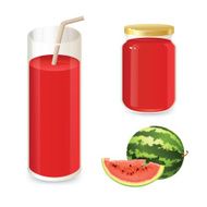 Set of watermelon jam and juice