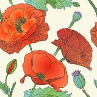 Seamless floral pattern - red poppy