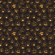 Seamless pattern Of Vintage Happy Halloween pumpkins