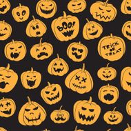 Seamless pattern Of Vintage Happy Halloween pumpkins N2