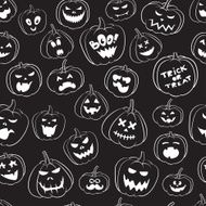 Seamless pattern Of Vintage Happy Halloween pumpkins N3