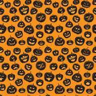 Seamless pattern Of Vintage Happy Halloween pumpkins N4