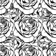 Seamless pattern with roses monochrome