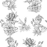 Seamless pattern in vintage style with bouquets of flowers