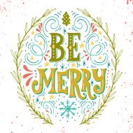 Merry Christmas retro poster with hand lettering N4