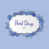 Blue floral border made with wildflowers N9