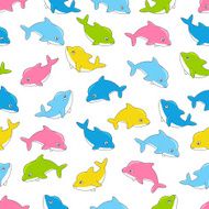 Seamless pattern with cute dolphins N2