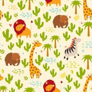 Animals seamless vector background N2