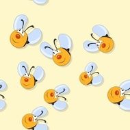 Happy bees seamless pattern on yellow background N2