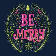 Merry Christmas retro poster with hand lettering N6