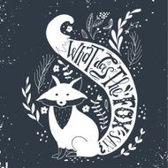 Hand drawn vintage label with a fox and hand lettering N4
