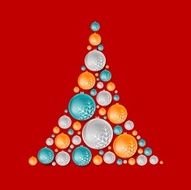 Bright abstract fir tree from Christmas balls