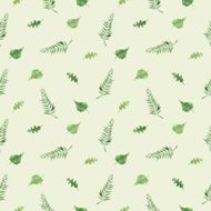 Green leafs seamless pattern in watercolor N2