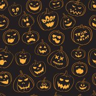 Seamless pattern Of Vintage Happy Halloween pumpkins N5