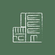 Hotel building icon drawn in chalk