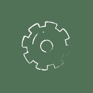 Gear icon drawn in chalk