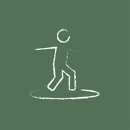 Man on a surfboard icon drawn in chalk