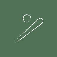 Baseball bat and ball icon drawn in chalk