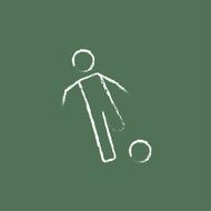 Soccer player with ball icon drawn in chalk
