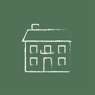 Two storey detached house icon drawn in chalk