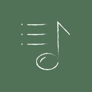 Musical note icon drawn in chalk