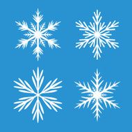 Collection of White Snowflakes and Blue Background