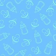 Seamless baby pattern in blue tones