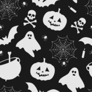 black and white Halloween pattern N2