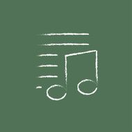 Musical note and lines icon drawn in chalk