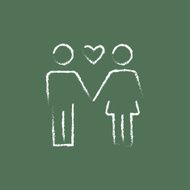 Couple in love icon drawn chalk
