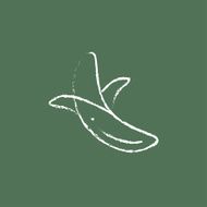 Peeled banana icon drawn in chalk