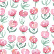 hand drawn watercolor peonies seamless vector pattern
