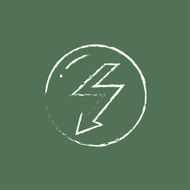 Lightning arrow downward icon drawn in chalk