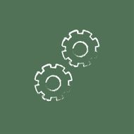 Gears icon drawn in chalk